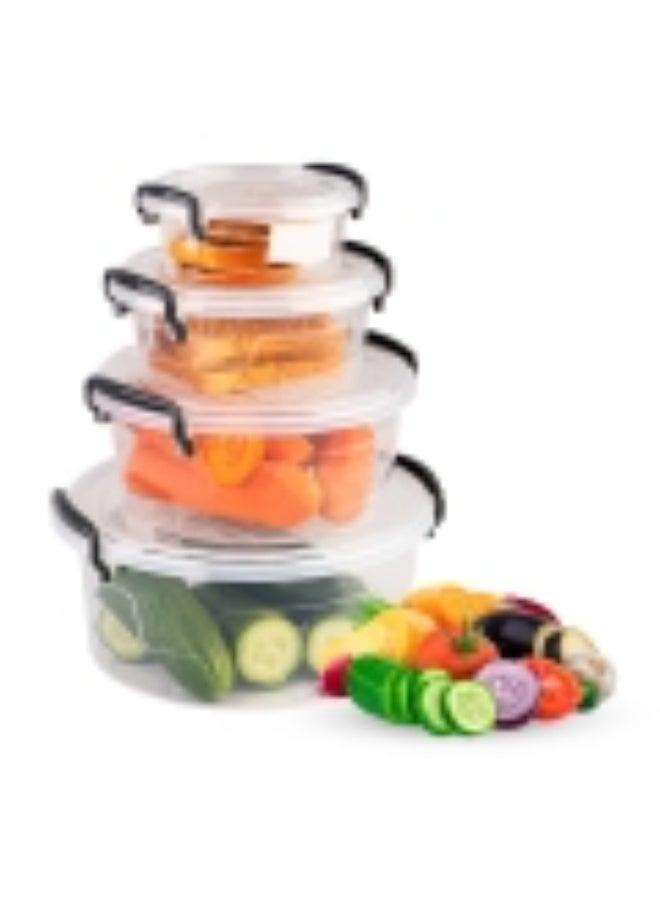 فافيلا طقم علب بلاستيك دائرية بـقفل أمان محكم الغلق ، كود9025- شفافة ومثالية لحفظ الطعام بـ5 أحجام مختلفة! - Image 5